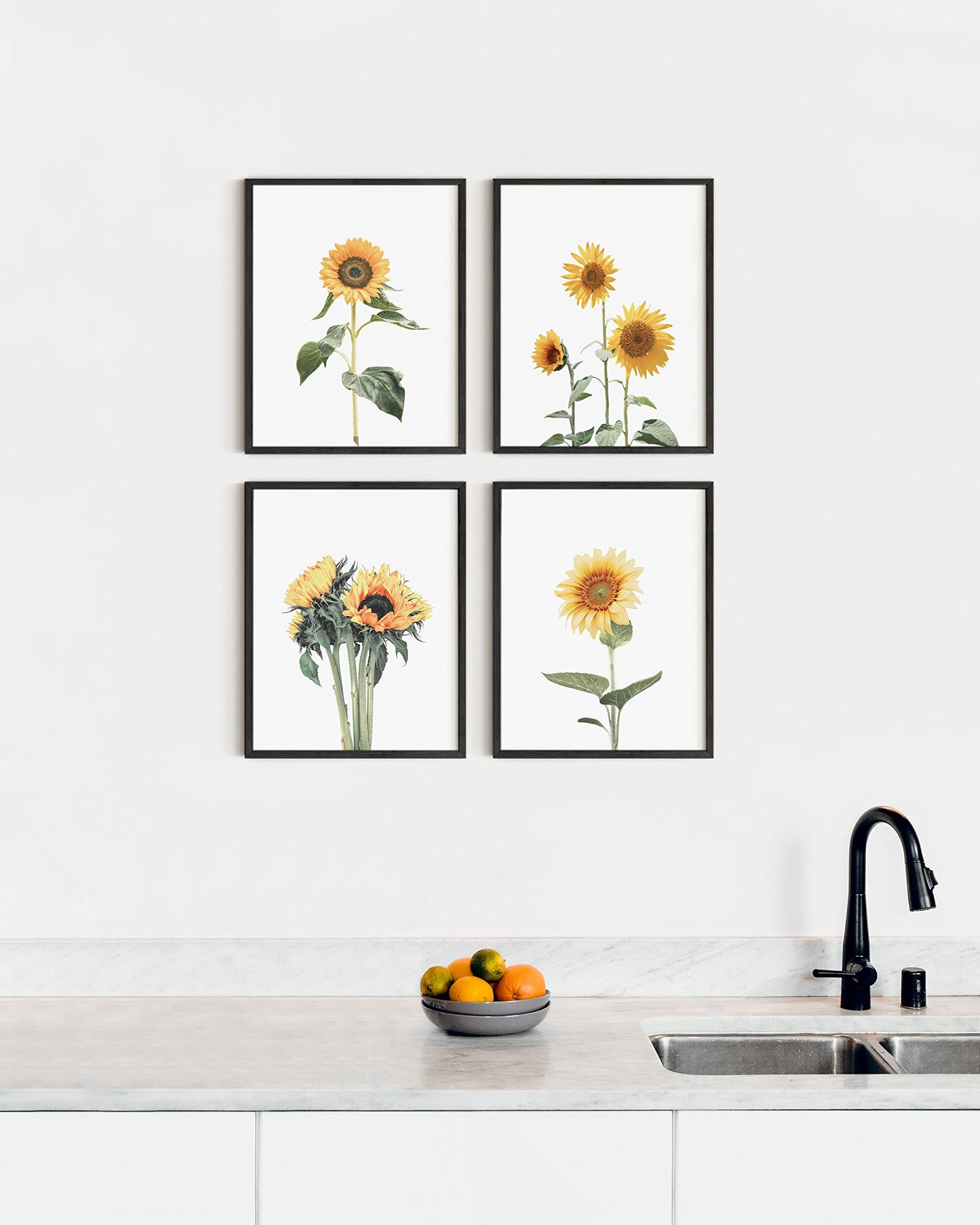 HAUS AND HUES Sunflower Wall Decor and Sunflower Posters Set of 4 Sun Flower Wall Art | Sunflower Paintings for Wall Sunflower Wall Art Sunflower Photos Sunflower Decor (8" x 10", UNFRAMED)