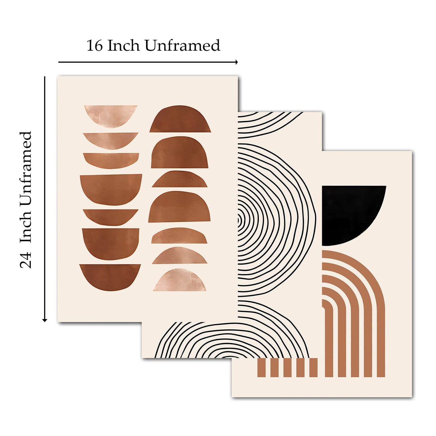 Boho Abstract Canvas Wall Art Mid Century Posters Prints Minimalist Geometric Wall Art Boho Line Art Prints Beige Abstract Picture Minimalist Boho Posters Mid Century Modern Painting 16x24inx3 No