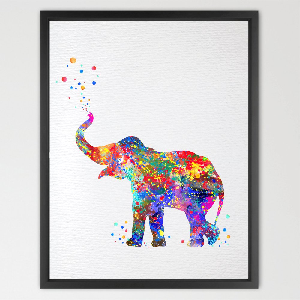 Dignovel Studios 8X10 Unframed Elephant Trunk Up Safari Animals Africa Wildlife Watercolor Art Print Wall Art Poster N157