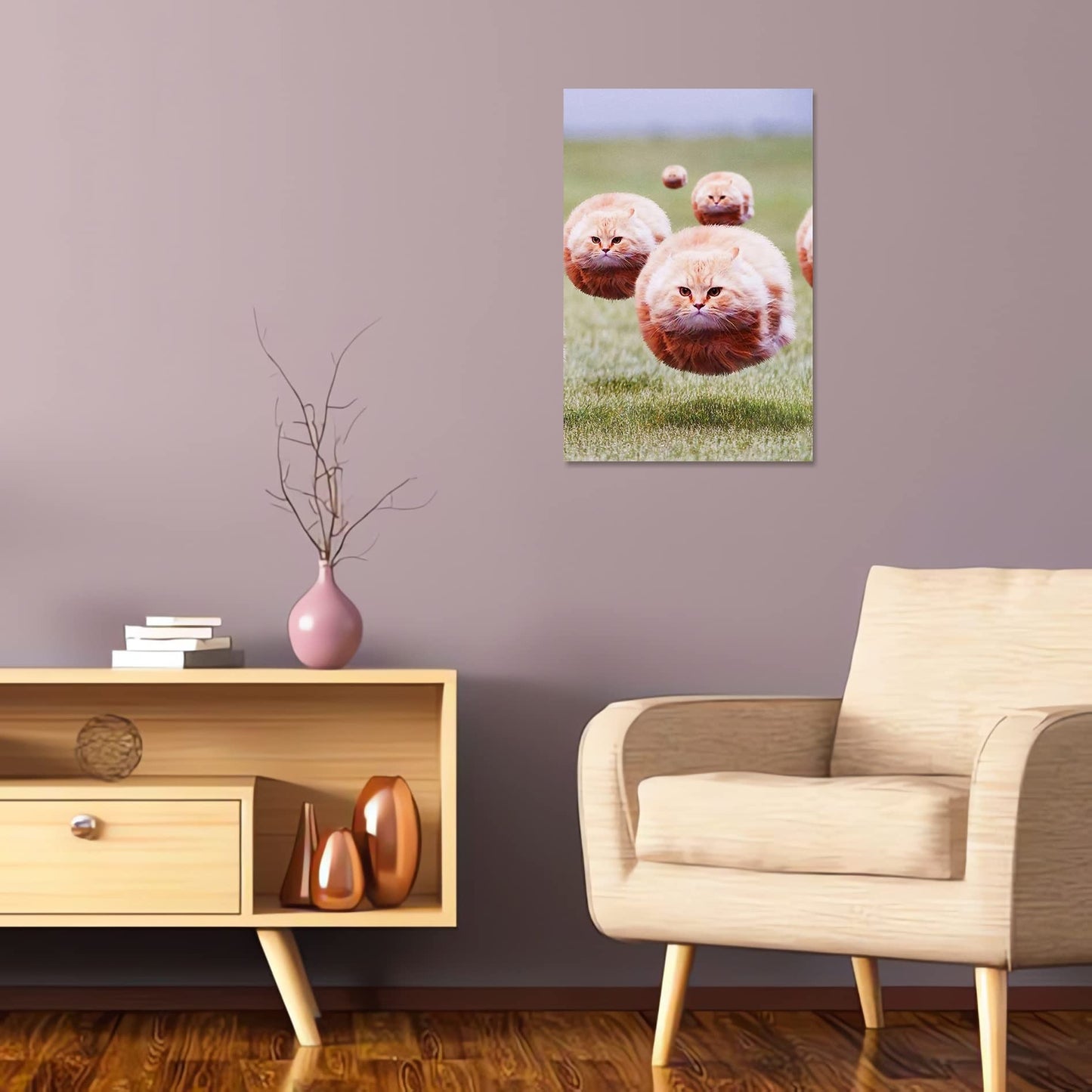 Ball Cat Poster, Funny Chubby Cat Art, Posters for Room Aesthetic,Cool Cat Wall Decor Poster & Prints Cute Home Wall Decor, College Dorm, Apartment, Girly, Kids Room Poster, 12x18 Inch (Unframed)