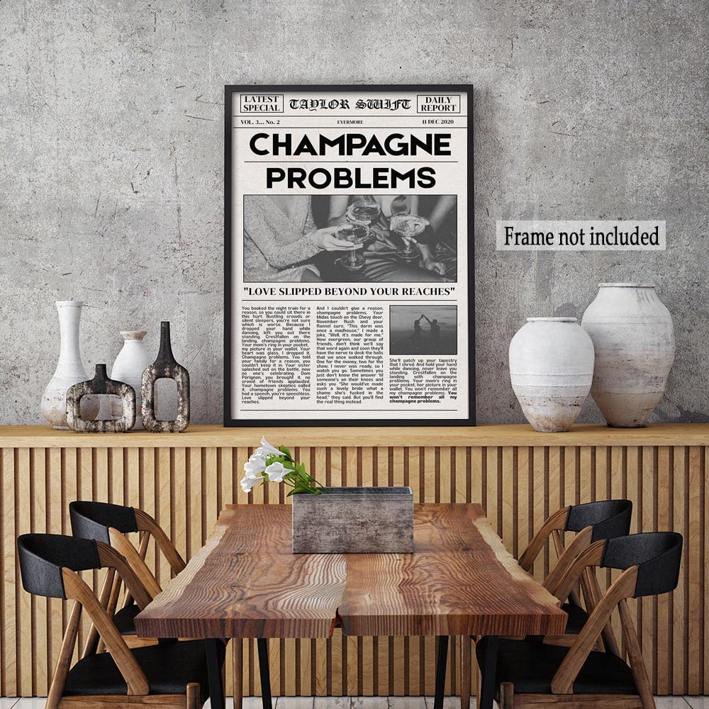 Vintage Newspaper Style Swift Poster Canvas Wall Art Music Album Posters for Room Aesthetic Song Lyric Print Wall Decor for Living Room Bedroom (16x24in Unframed,B)
