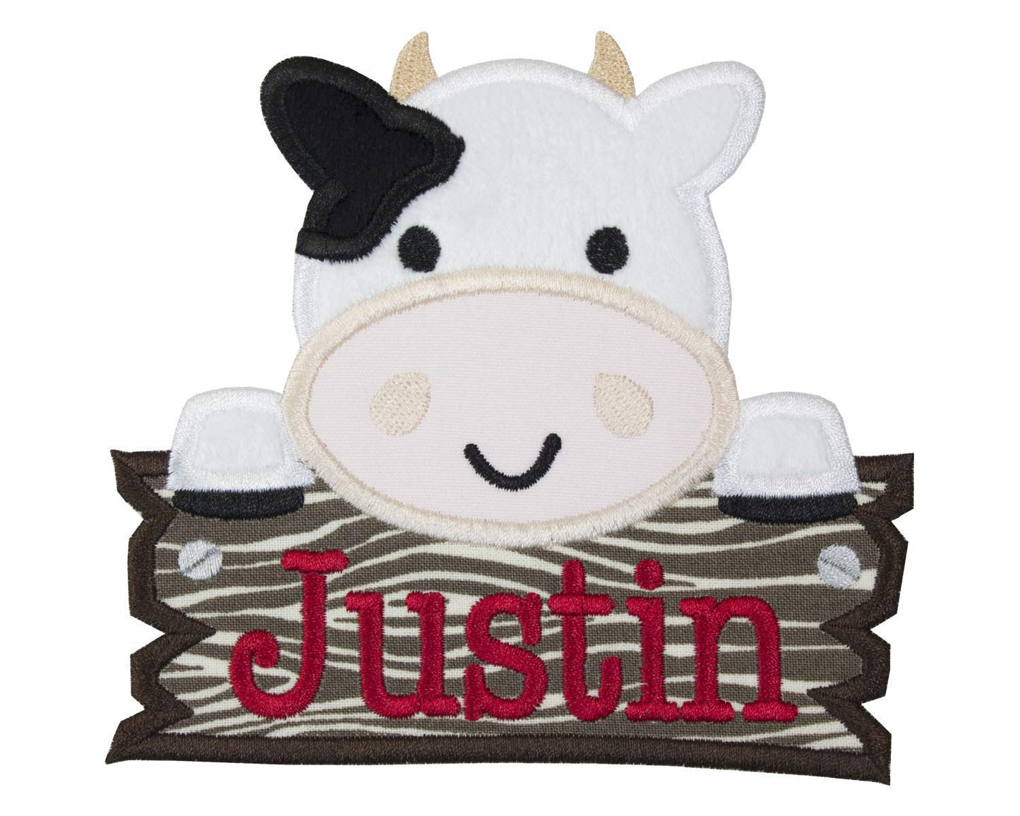 Farm Cow Peeker with Barn Sign Applique Patch your choice of sew on or iron on patch - Iron on patch