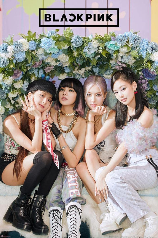 Blackpink Poster Merchandise Flowers Floral Group Photo Rose Lisa Jisoo Jennie Kpop Merch Album Kpop Room Decor For Walls Official Birthday Decorations Thick Paper Sign Print Picture 8x12