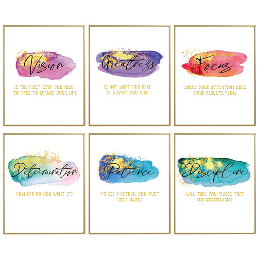 Positive Affirmations Office Wall Decor Posters For Women, Colorful Therapy Office Decor, Motivational Wall Art Print For Home Office, Bedroom, 6 Pcs Encouragement Gifts For Women Girls Daughter