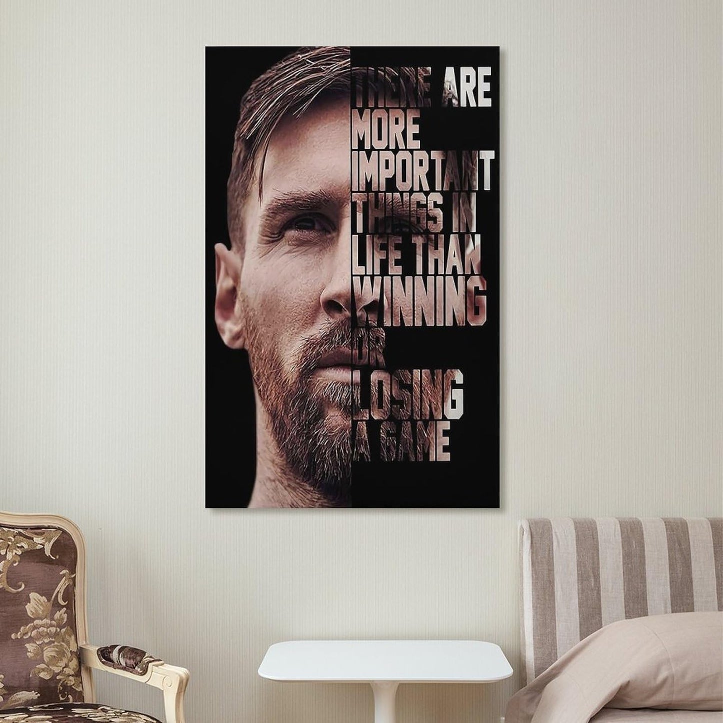 HAYNANCH Soccer Poster Football Star Messi Poster Inspirational Wall Decor Print With Soccer Star Lionel Messi's Inspiring Quote, Perfect For Home Decor Unframed 12x18inch(30x45cm)