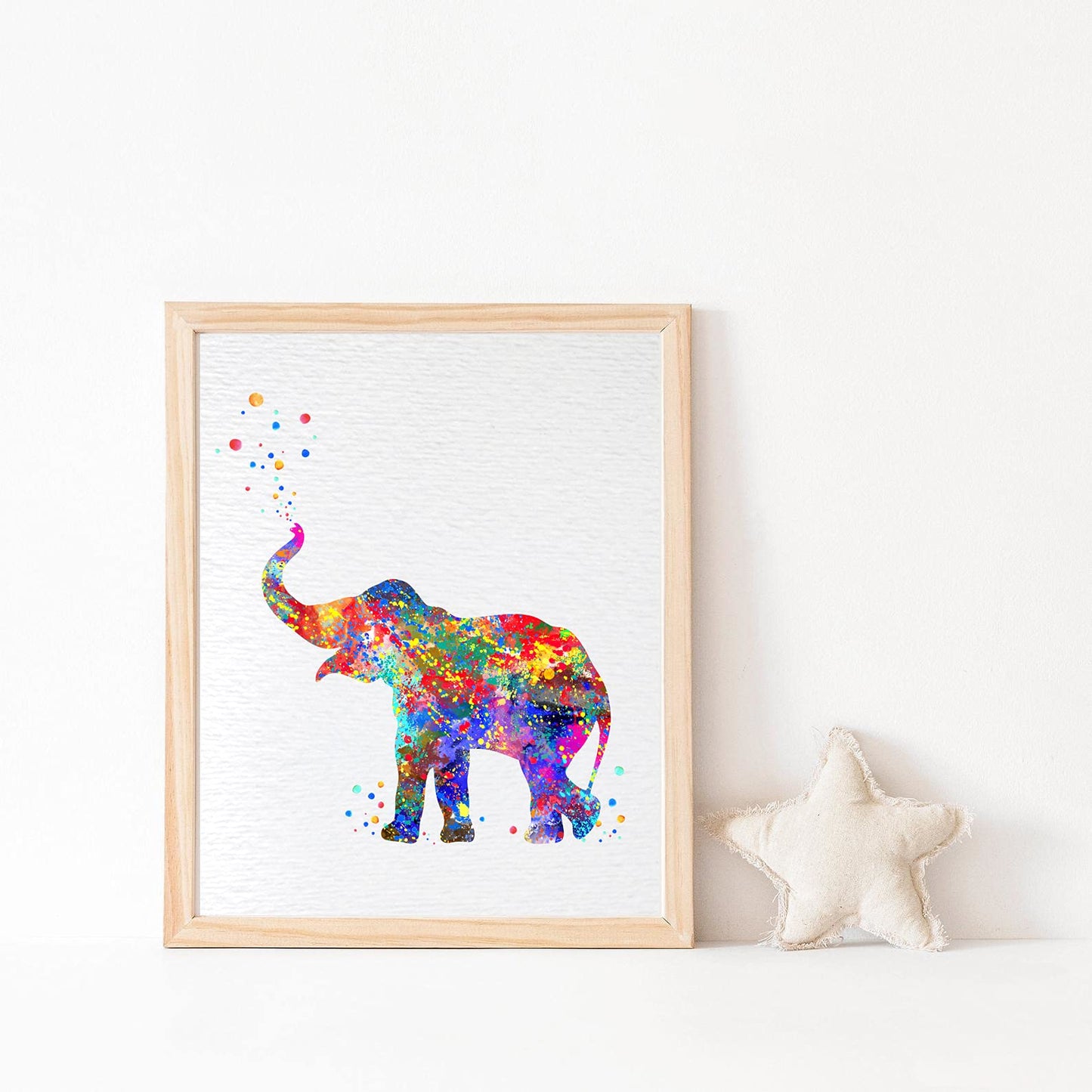 Dignovel Studios 8X10 Unframed Elephant Trunk Up Safari Animals Africa Wildlife Watercolor Art Print Wall Art Poster N157