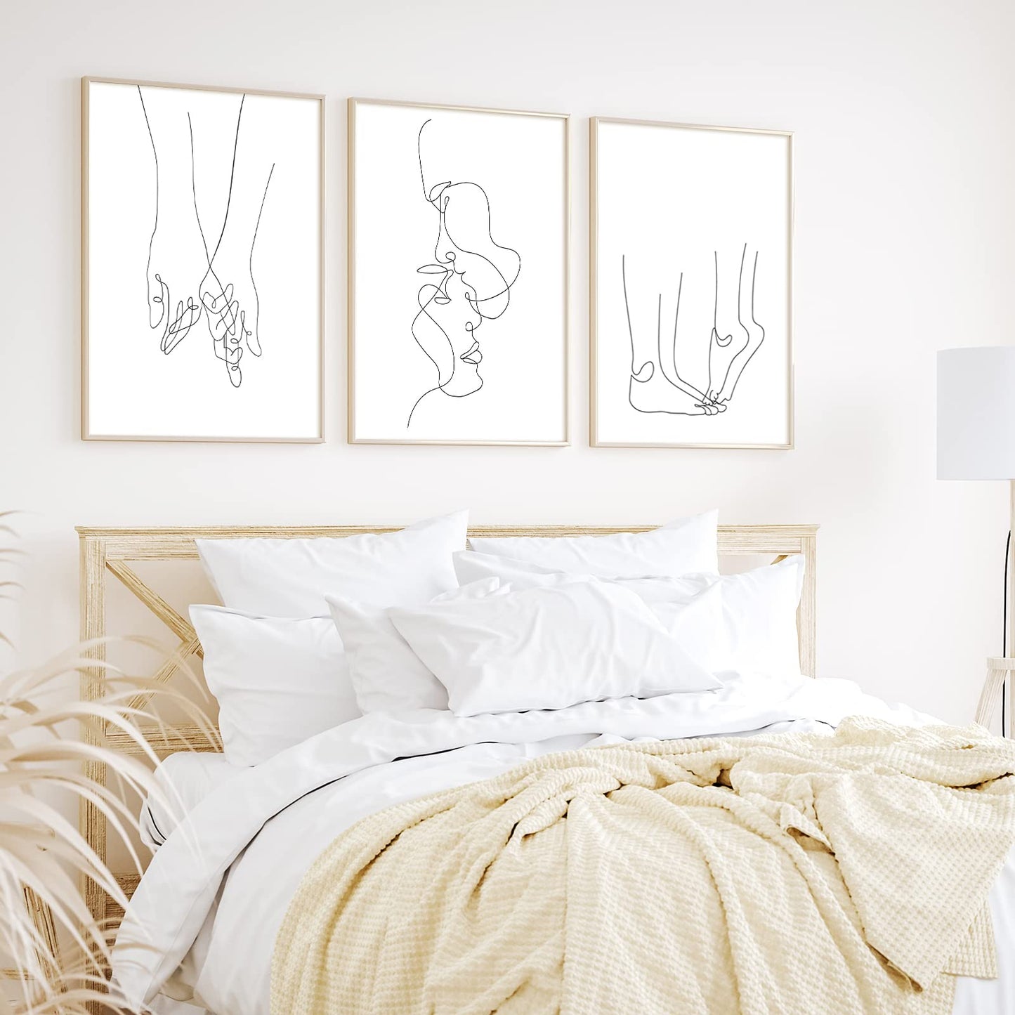 AnyDesign 6Pcs Valentine's Day Couple Line Wall Art Prints 8 x 10in Minimalist Room Decor Kiss Hands Lovers All of Me Loves All of You Poster for Anniversary Couple Gift Home Room Decor (NO FRAME)