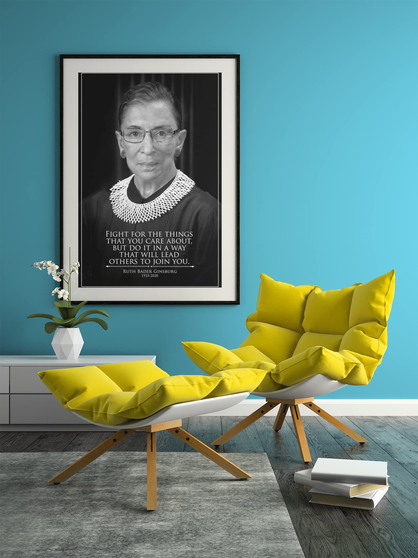 Ruth Bader Ginsburg Inspirational Quote Wall Art Poster Fight for The Things You Care Wall Decor RBG Portrait US History Classroom Home Room and Office Art Cool Wall Decor Art Print Poster 12x18