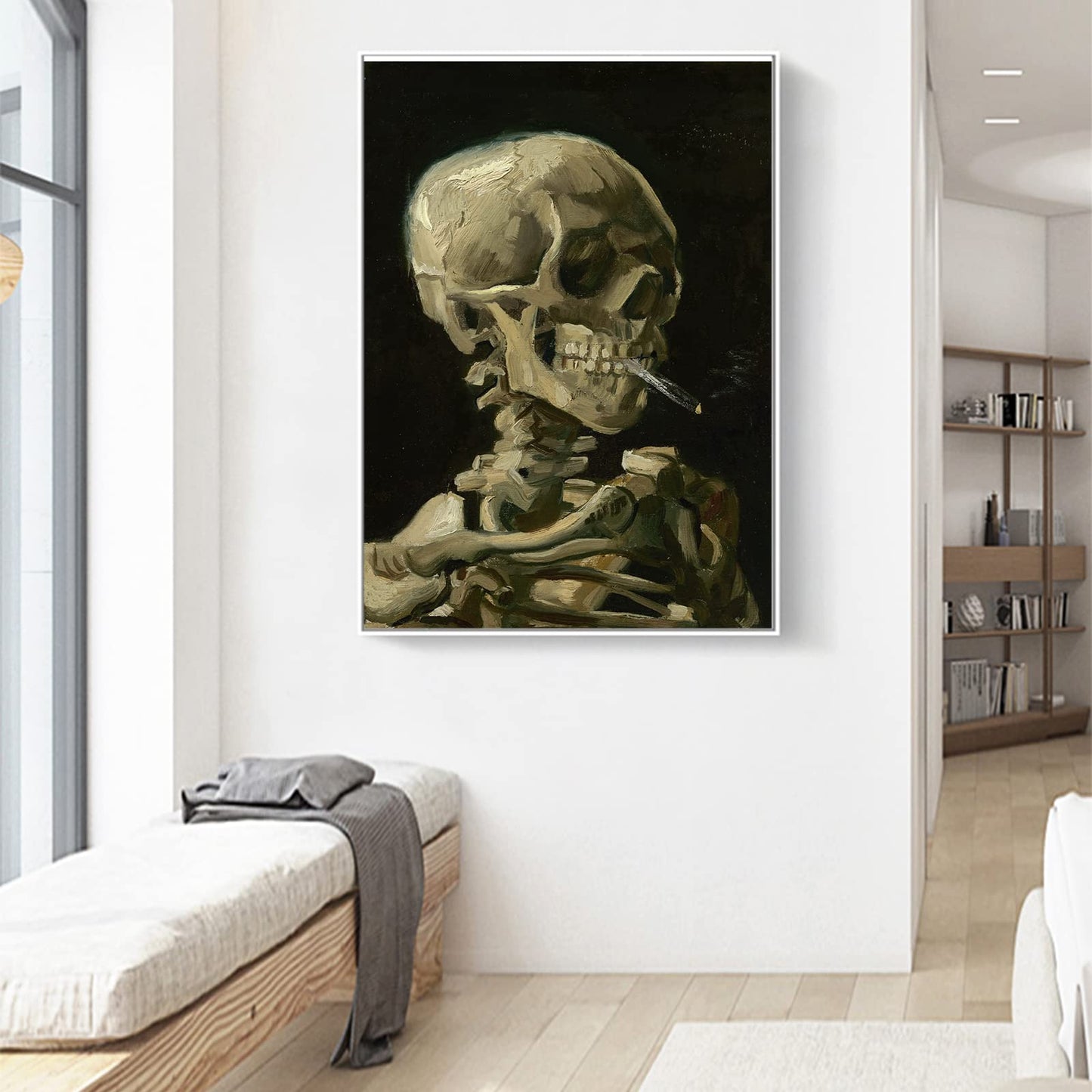 Vincent Van Gogh Skull Of a Skeleton With Burning Cigarette Art Prints Poster - Famous Painting Reproduction Van Gogh Skeleton Smoking Canvas Wall Art for Home Office Decor - Unique Gift(Skeleton