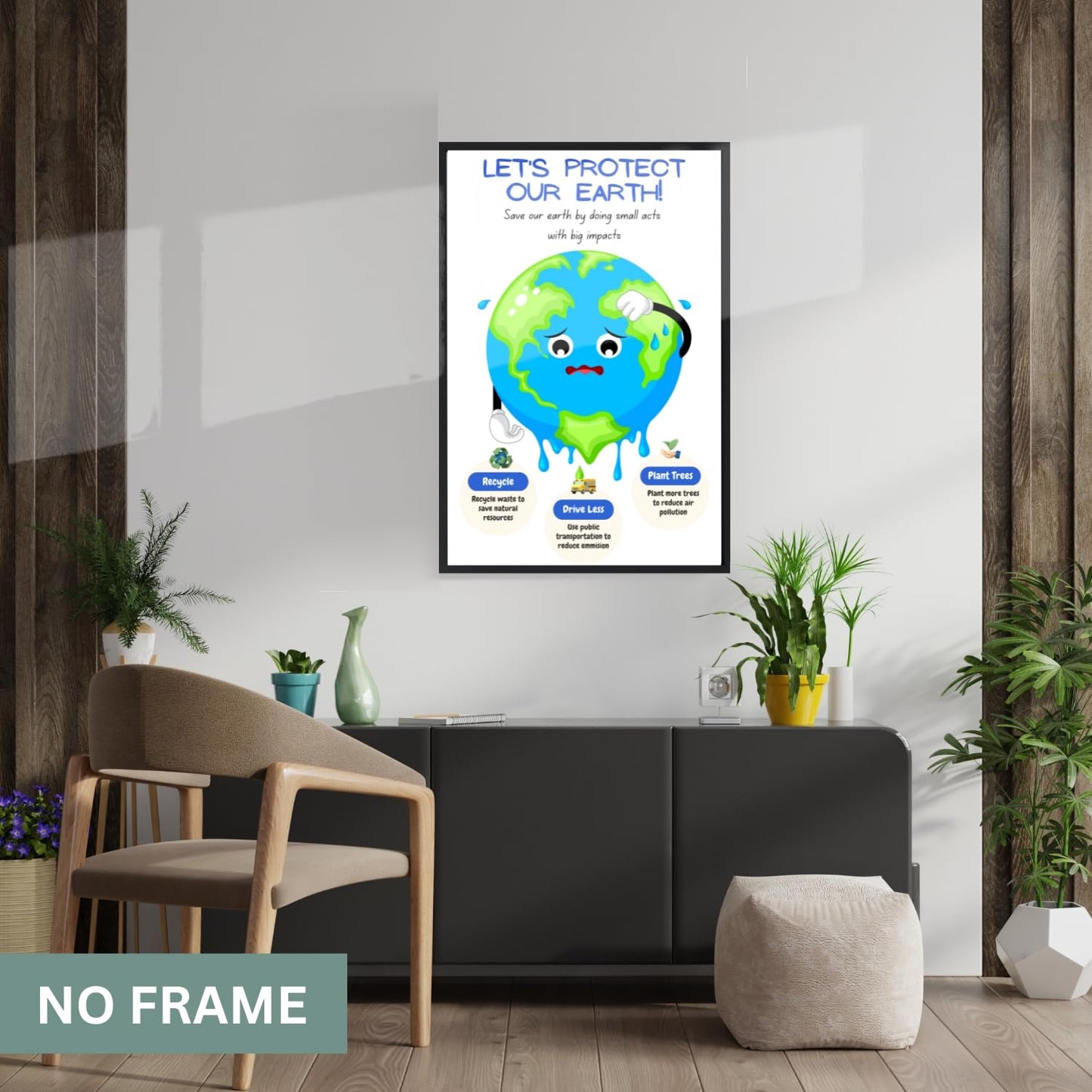 Save the Earth Art Poster. Environment Environmental Art Print Environmental Awareness for Kids, Save the Earth Print, Motivational Poster, Earth Day Eco Activist Art - 11x17 in. LAMINATED - No Frame