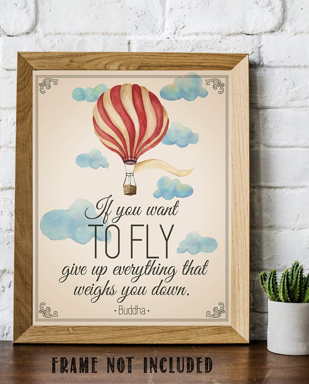 If You Want To Fly Give up Everything - Buddha - Inspirational Wall Art Poster, Positive Motivational Print, Home Decor for Bedroom, Living Room, Office, Gym, 11x14 Unframed Art Print Poster