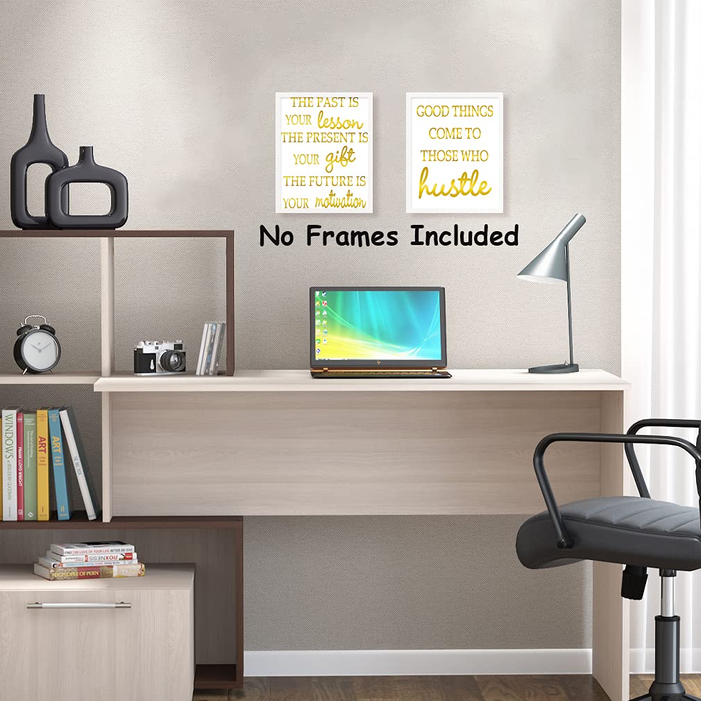Motivational Quote Phrase Gold Foil Art Print,Inspirational Word Good Thing Cardstock Poster Inspiring Lettering Painting For Office,Living Room Decor Wall Picture(8 X 10 inch,set of 3,UNframed)