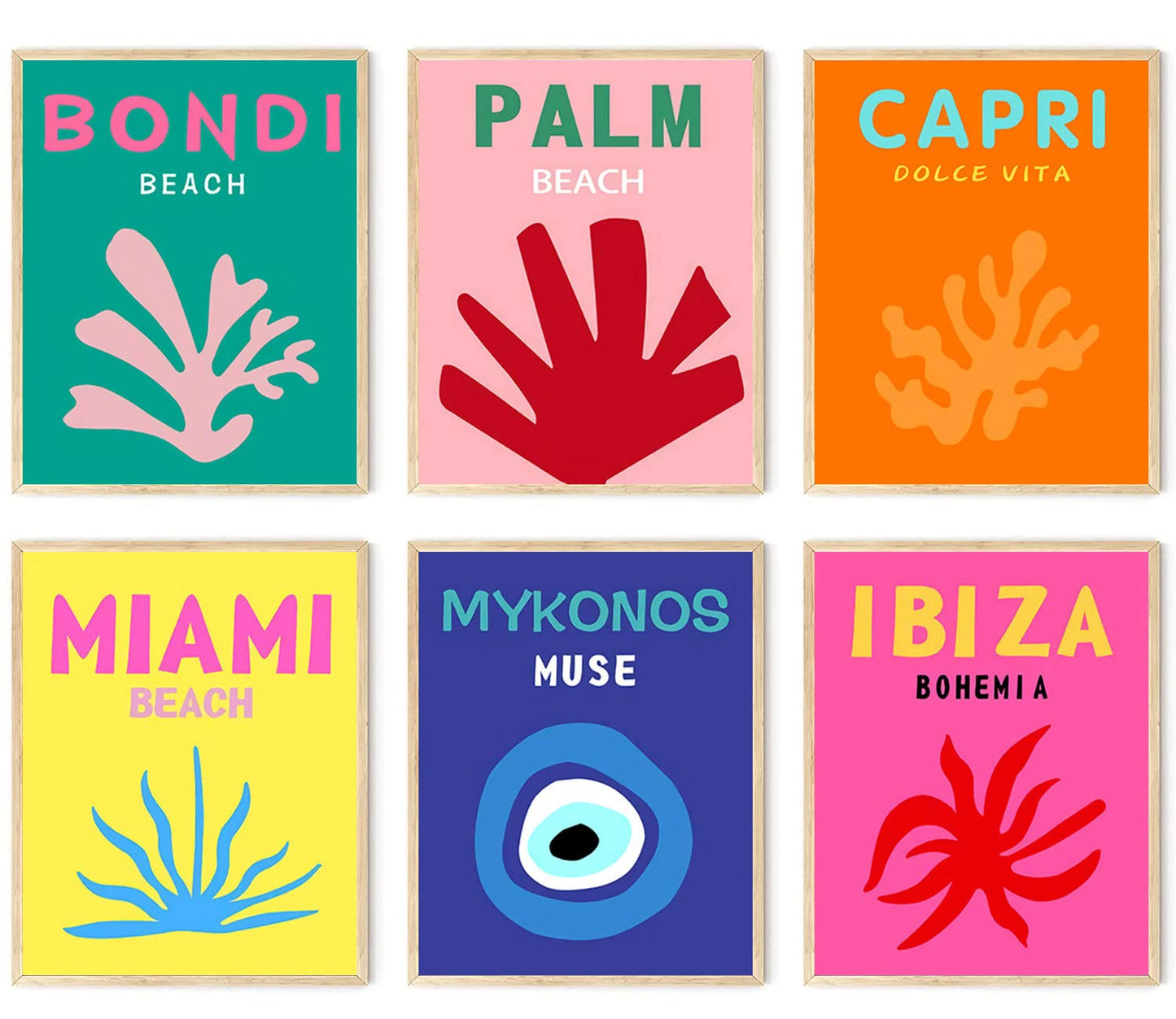 ASMANNA Preppy Room Decor Aesthetic,Set of 6 Travel Posters for Room Aesthetic,Preppy Travel Wall Art Prints,Trendy Travel Wall Art,Vintage City Posters for Teen Girls Bedroom (Unframed, 8x10)