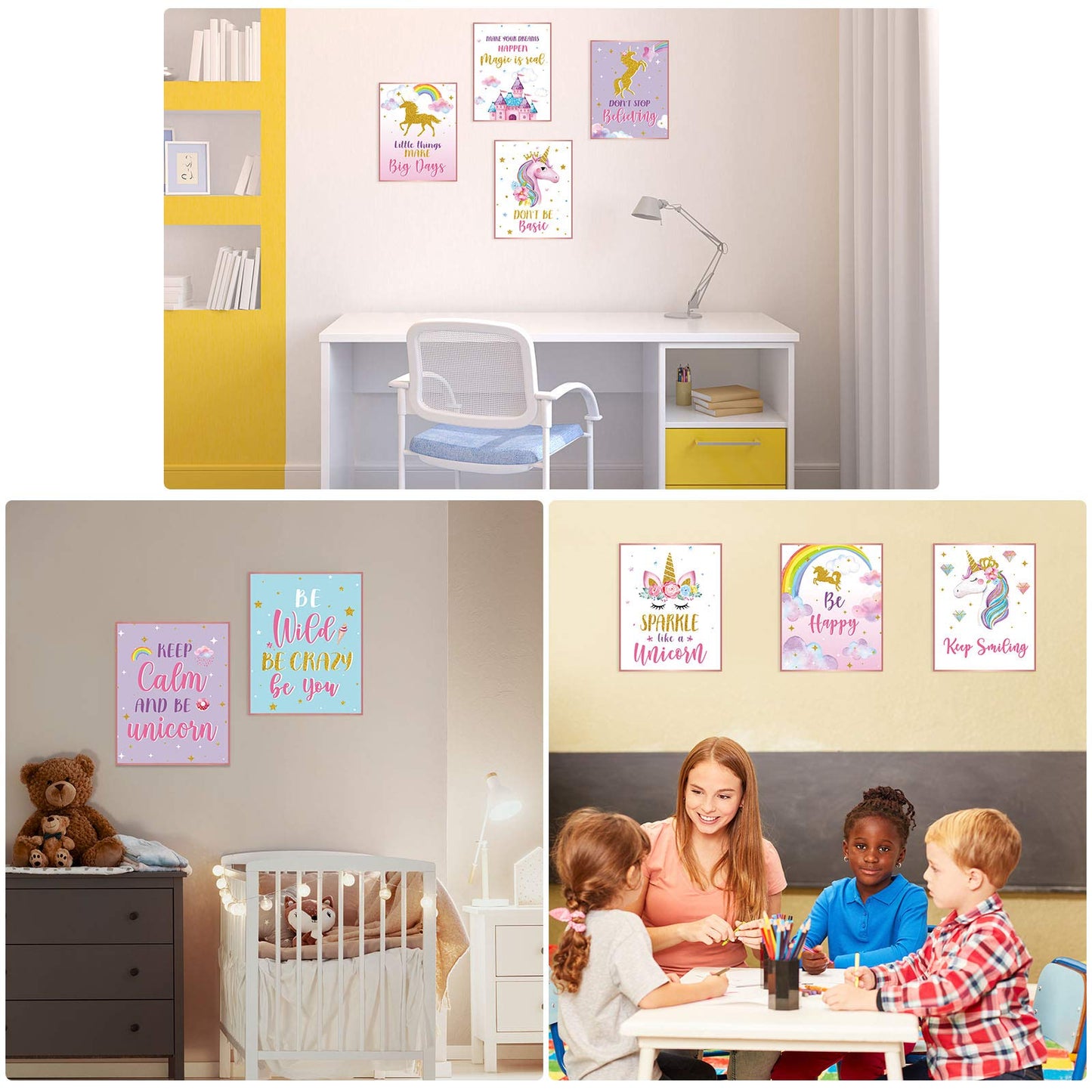 Zonon 9 Pieces Unicorn Bedroom Decor for Girl, Unicorn Wall Art Prints Unicorn Posters for Teen Girls Room Unframed Unicorn Wall Decor for Girls Kids Teen Room Decoration