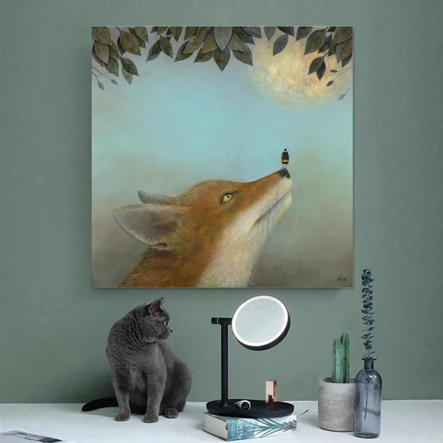 Wall Art Woodland Nursery Animals Fox Bees Nordic Posters And Printed Wall Paintings Canvas Painting Posters And Prints Wall Art Pictures for Living Room Bedroom Decor 12x12inch(30x30cm) Unframe-styl