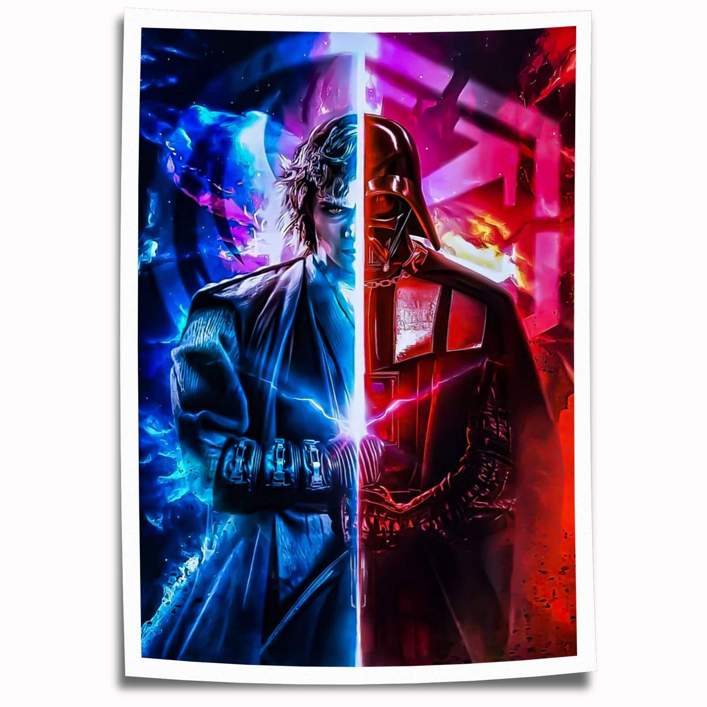 Darth Vader Poster Lightsaber Canvas Print Art for Room Wall Decor LCVME (16"x24",A- Unframed)