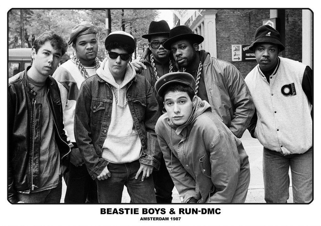 Buyartforless Beastie Boys and Run-DMC - Amsterdam 1987 33x23.5 Music Art Print Poster, Black, White, Gray