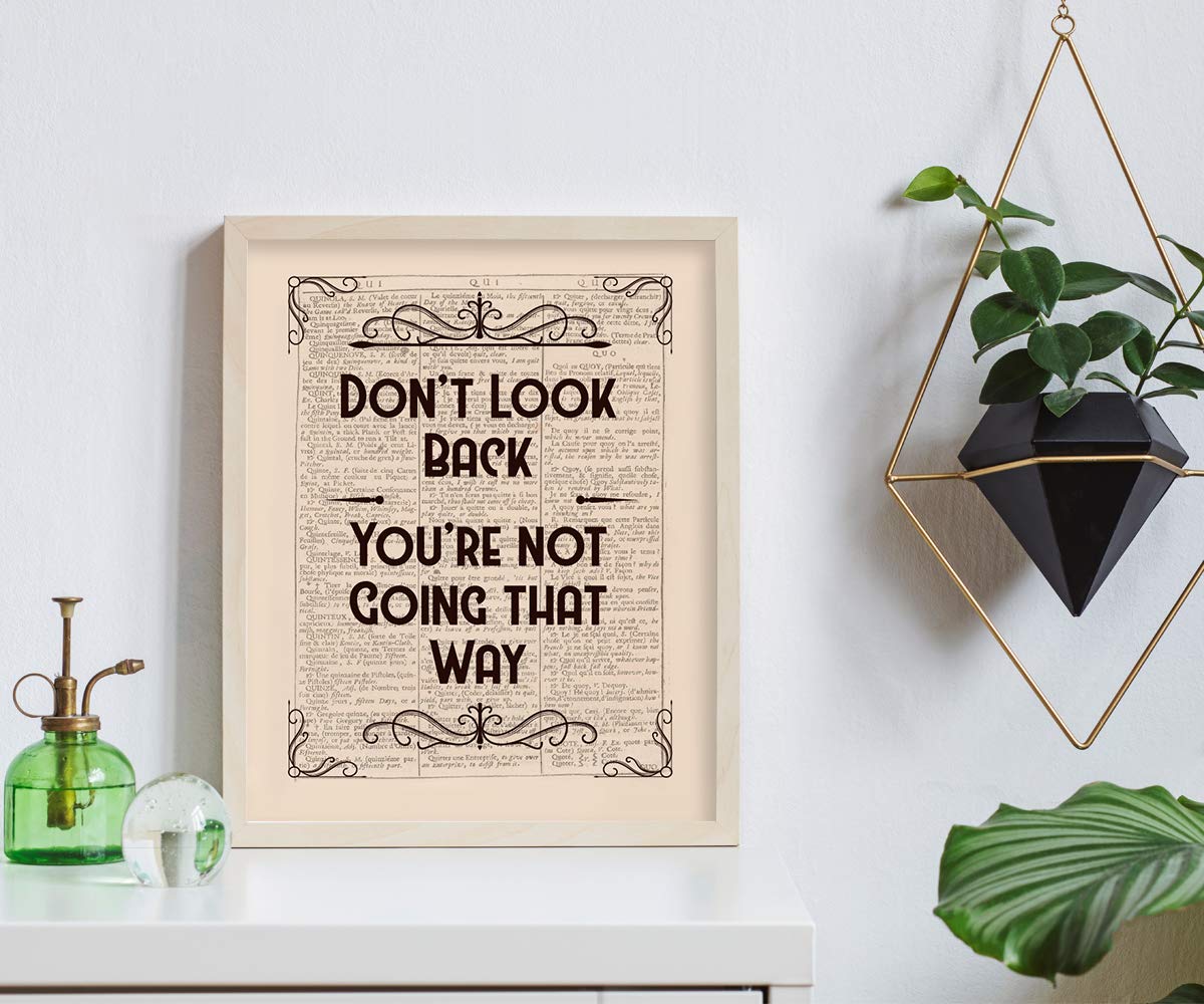 Don't Look Back Wall Art Prints - Unframed 8x10 in - Motivational Pictures with Inspirational Quotes for Office Decor and Home - Positive Papers Style with Signs Poster