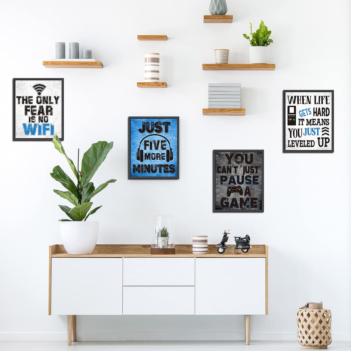 DRBLUEB 9 Pieces Video Game Themed Wall Art Print Poster, Game Themed Art Sign Print Room Wall Decoration Gift for Boys Bedroom Game Room Decorations Playroom Birthday Party Decor, No Frames 8” X 10”