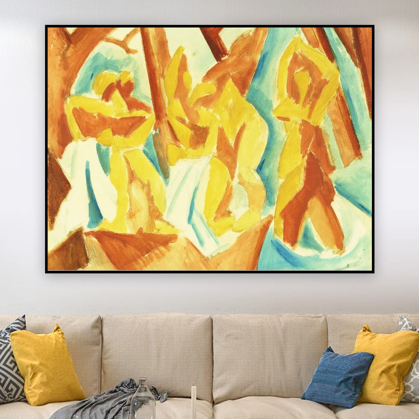 KWAY Picasso Wall Art Prints - Bathers in the forest Poster - Abstract Canvas Wall Art - Famous Painting Reproduction Unique Home Decor for Office Bedroom Unframed (12x16in/30x40cm)