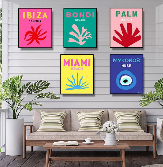 ASMANNA Preppy Room Decor Aesthetic,Set of 6 Travel Posters for Room Aesthetic,Preppy Travel Wall Art Prints,Trendy Travel Wall Art,Vintage City Posters for Teen Girls Bedroom (Unframed, 8x10)