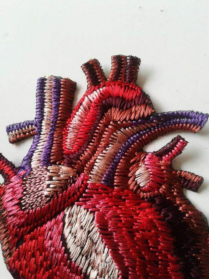 EmbroideryMoks Anatomical Heart Patch Embroidered