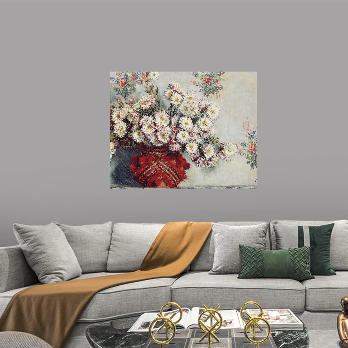 White Chrysanthemum Flowers Claude Monet Poster,Unframed Canvas Print Wall Art, Bedroom, Office 12x15in/30x38cm