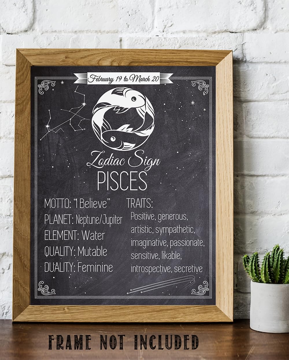 Astrology Posters - Zodiac Sign Pisces, The Fish -11x14 Unframed Art Print - Great Vintage Zodiac Poster, Astrology and Aptitude Vintage Home Wall Decor for Astrology Enthusiasts