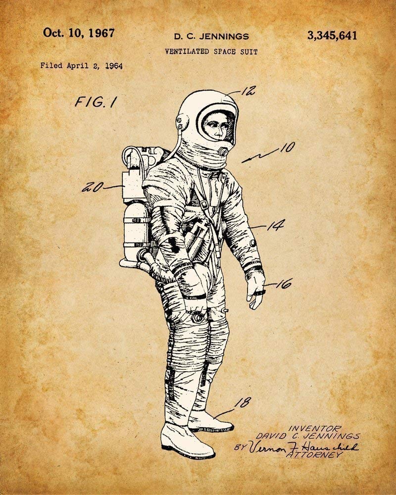 NASA Space Patent Prints - Vintage Space Art Posters, Astronomy Science Room Decoration, Outer Space Accessories and Great Aerospace Engineer Gifts, Set of 4 Photos (8x10) Unframed Posters