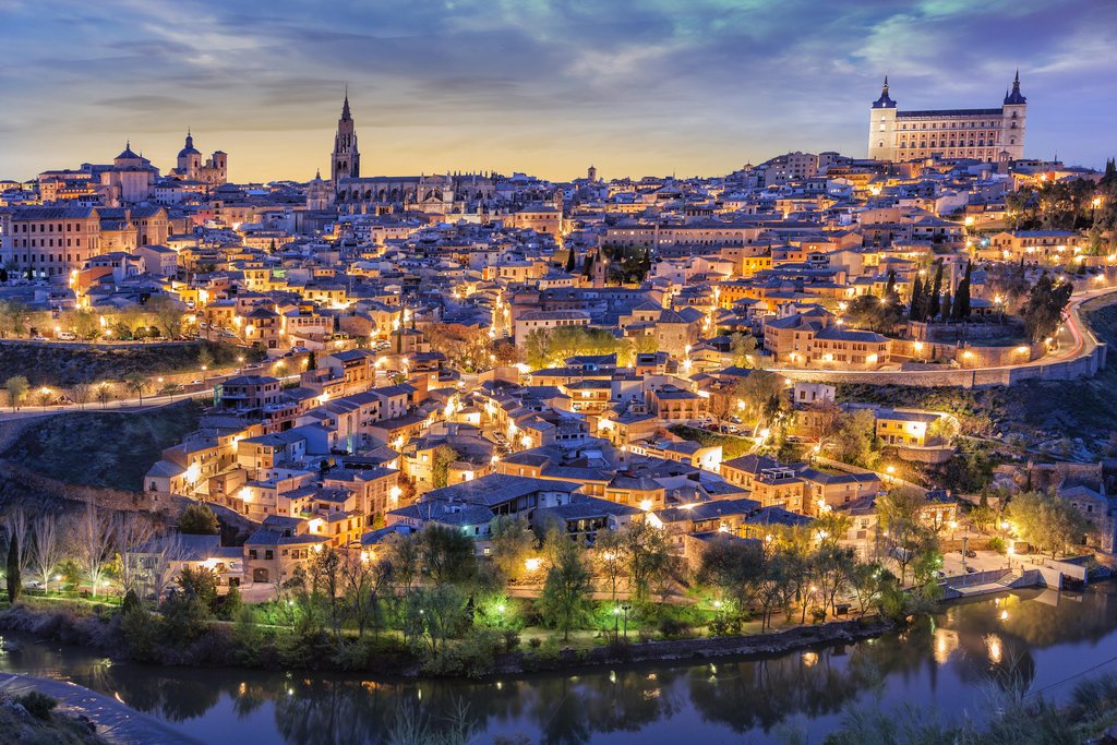 Toledo Spain Skyline at Sunset with Alcazar Photo Photograph Cool Wall Decor Art Print Poster 18x12