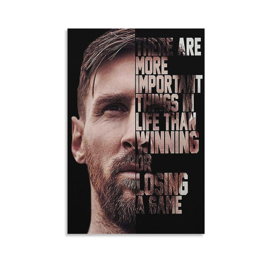 HAYNANCH Soccer Poster Football Star Messi Poster Inspirational Wall Decor Print With Soccer Star Lionel Messi's Inspiring Quote, Perfect For Home Decor Unframed 12x18inch(30x45cm)