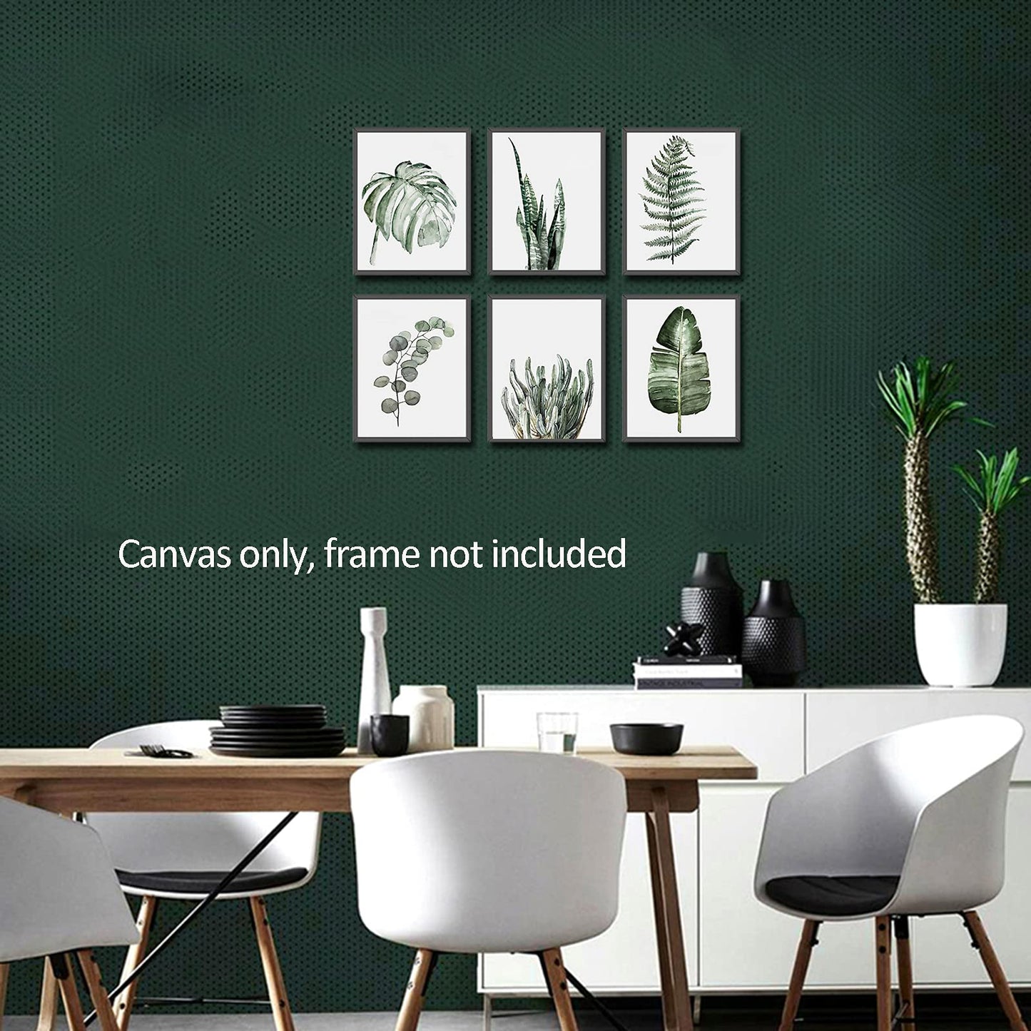 HZSYF Green Plant Picture wallart-Bathroom Kitchen Wall Decor Simple Life Tropical Leaf Canvas Paintings Nature Palm Banana Monstera Botanical Prints Contemporary Minimalist Posters Unframed 8x10inch