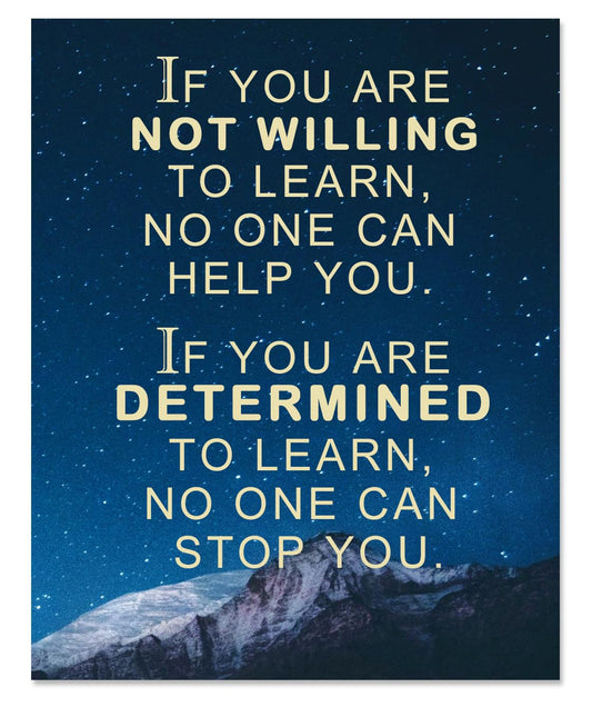 Encouragement Poster for Study/Learning - Office Classroom Wall Decor - Motivational Wall Art - Inspirational Affirmations Quote for Kids Teens Boys Unframed Print 8"x10"