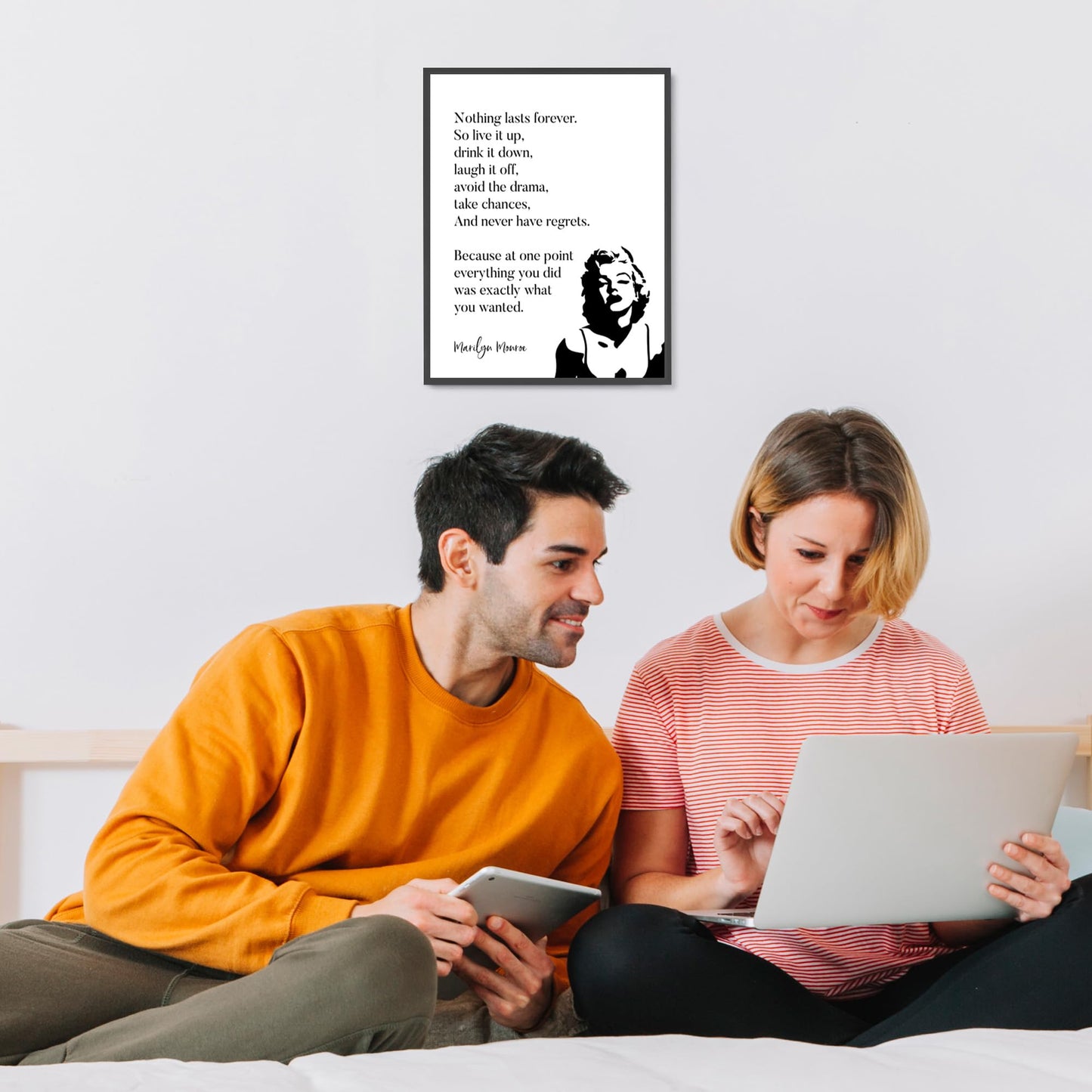 Marilyn Monroe-"Nothing Lasts Forever-So Live It Up"-Inspirational Quotes Wall Art-8 x 10" Retro Poster Print w/Silhouette Image- Ready to Frame. Home-Office-Studio Decor. Great Advice for All!