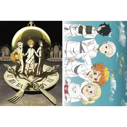 ABYSTYLE The Promised Neverland Unframed Poster Pack Includes 2 Mini Posters 15" x 20.5" Featuring Norman, Emma, Ray & Connie Anime Manga Wall Art Prints for Bedroom Home Office Room Decor Gift