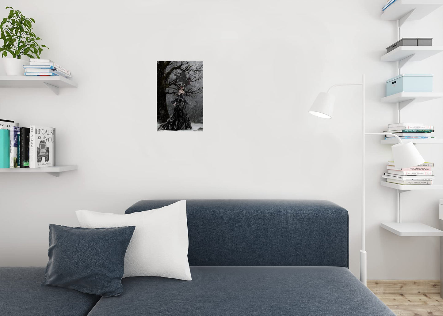 Queen of Shadows At Night With Black Baby Dragon by Nene Thomas Fantasy Poster Dark Forest Witchcraft Sorcerer Cool Wall Decor Art Print Poster 12x18