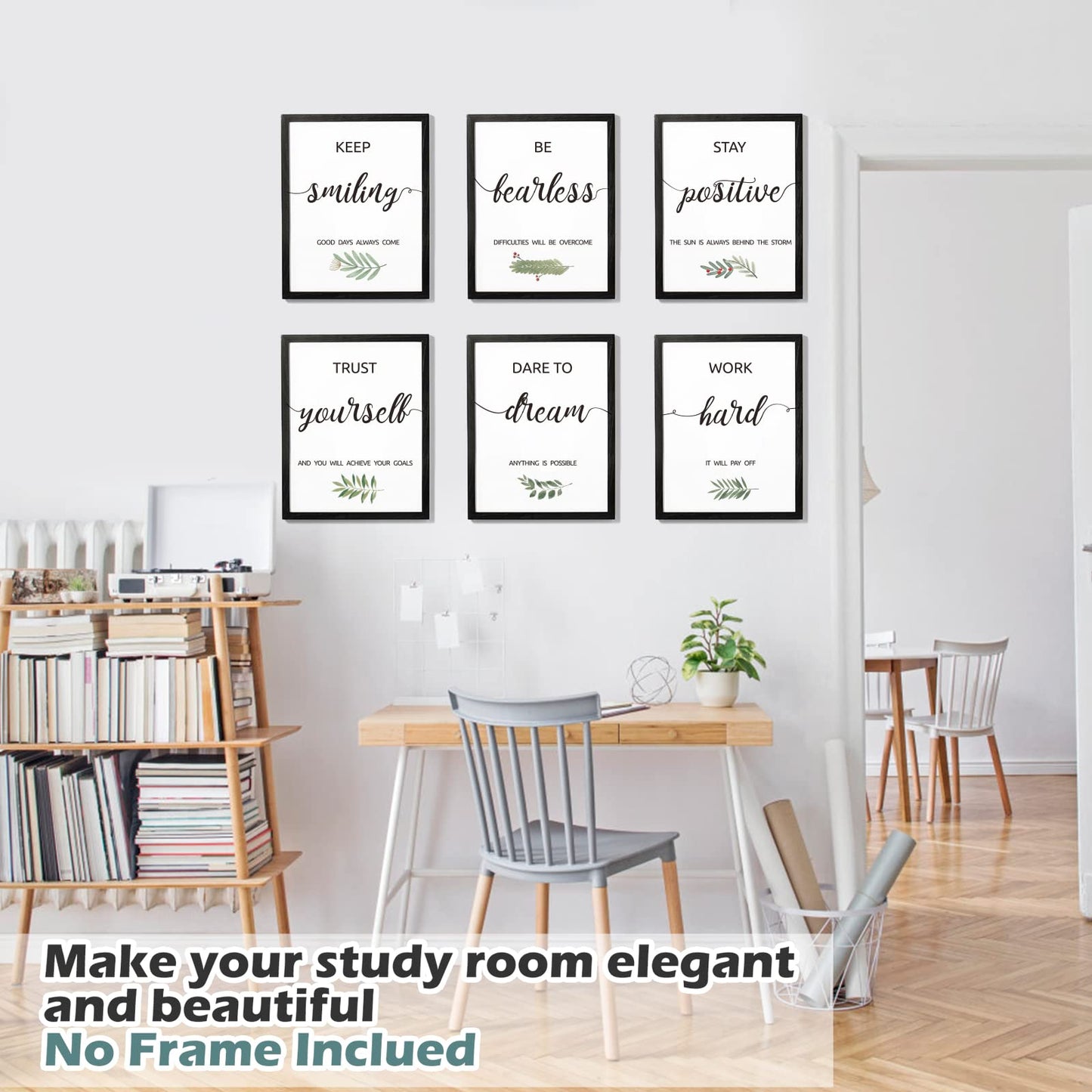 6PCS Motivational Wall Art, Inspirational Wall Art Office Decor, Positive Affirmations Wall Decor, Canvas Wall Art for Office, Black and White Motivational Poster for Women Men Kids, UNFRAMED, 8"x10"