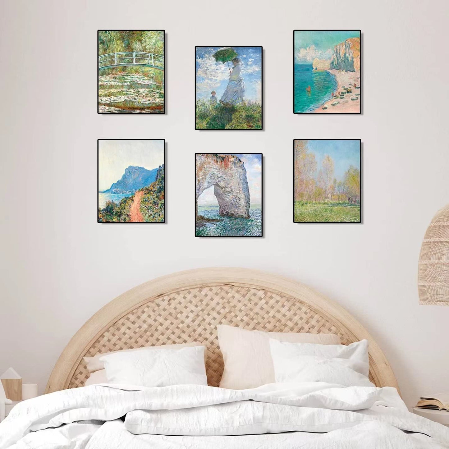 Claude Monet Wall Art Prints,6pcs Water Lilies Claude Monet Posters Fine Artwork Paintings, Vintage Famous Art Posters,Aesthetic Posters for Room Decor,Retro Canvas Claude Monet Prints Pictures for