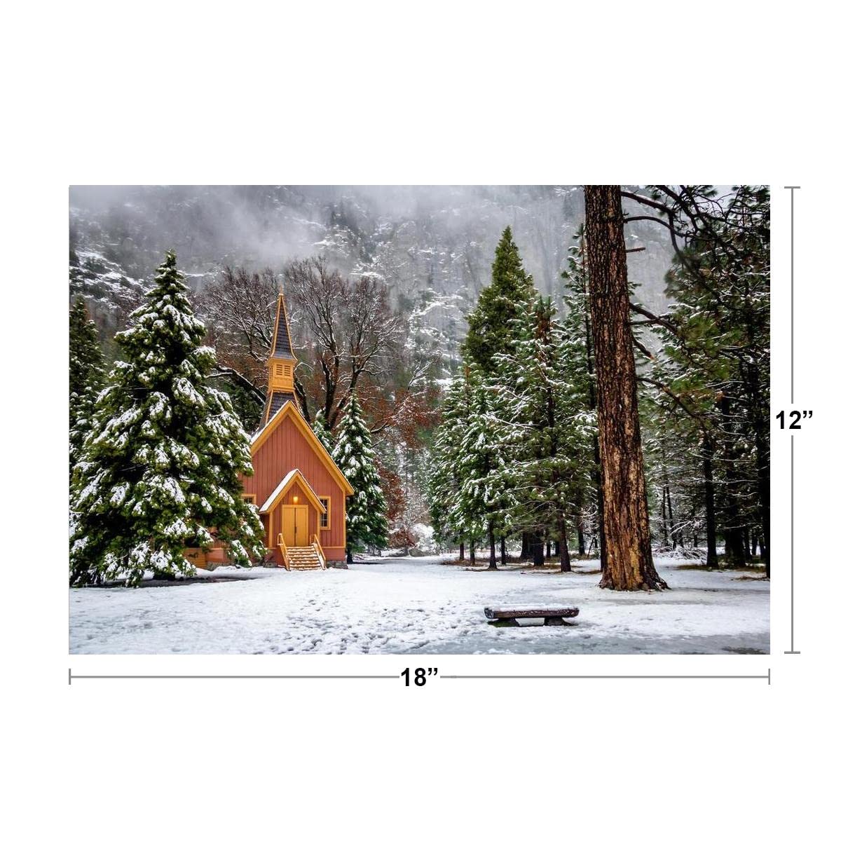 Yosemite Valley Chapel in Winter Yosemite National Park Photo Photograph Cool Wall Decor Art Print Poster 18x12