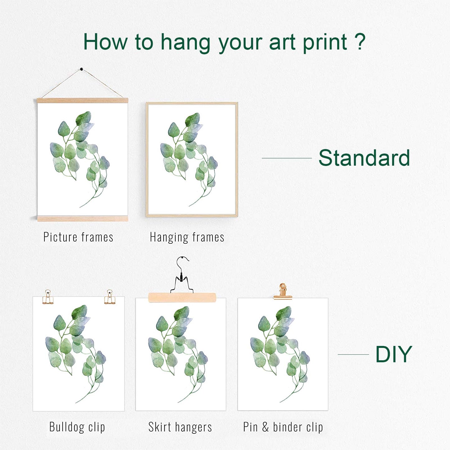 YASEN Plant Green Leaf Canvas Prints Wall Art Posters, Unframed Wall Art Prints 8x10, Botanical Prints Wall Decor Canvas Quotes for Bedroom