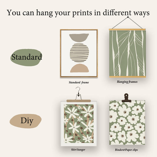 Zzuyi 6 Pcs Green Flower Market Canvas Wall Art Poster , Flower Line Vintage Prints Canvas Wall Art Poster, Office Wall Decor,8’’x10’’x6 Pcs Unframed