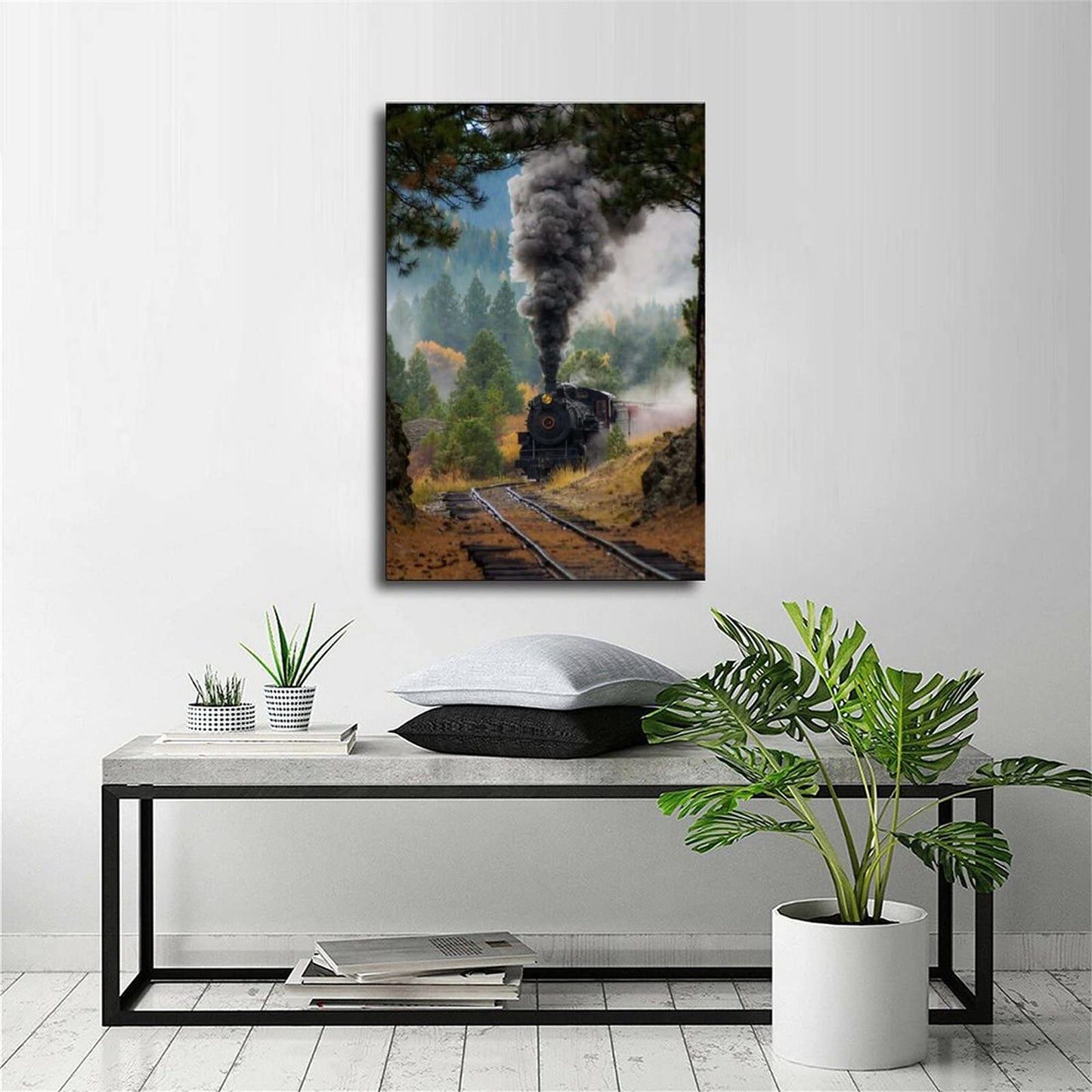 BUUTUUCE wall art for living room Landscape Train Tracks Picture Print Wall Art Poster Painting Canvas Posters Artworks Gift Idea Room Aesthetic 12x18inch(30x45cm)