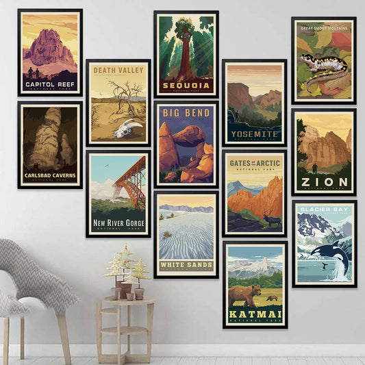 Hawaii Volcanoes National Park America Vintage Travel Poster Art Print Canvas Painting Home Decoration Gift(12X18 inch)