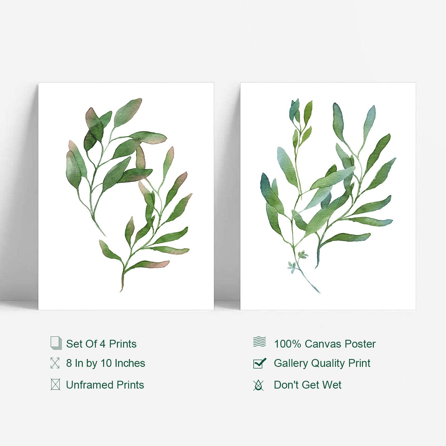 YASEN Plant Green Leaf Canvas Prints Wall Art Posters, Unframed Wall Art Prints 8x10, Botanical Prints Wall Decor Canvas Quotes for Bedroom