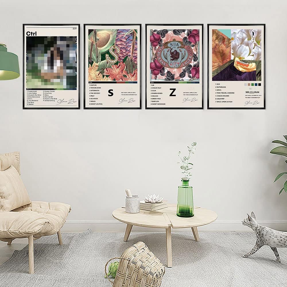 Syoolso Singer Postes 4 Pcs Album Cover Signed Limited Posters Room Aesthetic Print Rapper Music Poster Canvas Wall Art for Teen and Girls Dorm Decor 8x10 inch Unframed