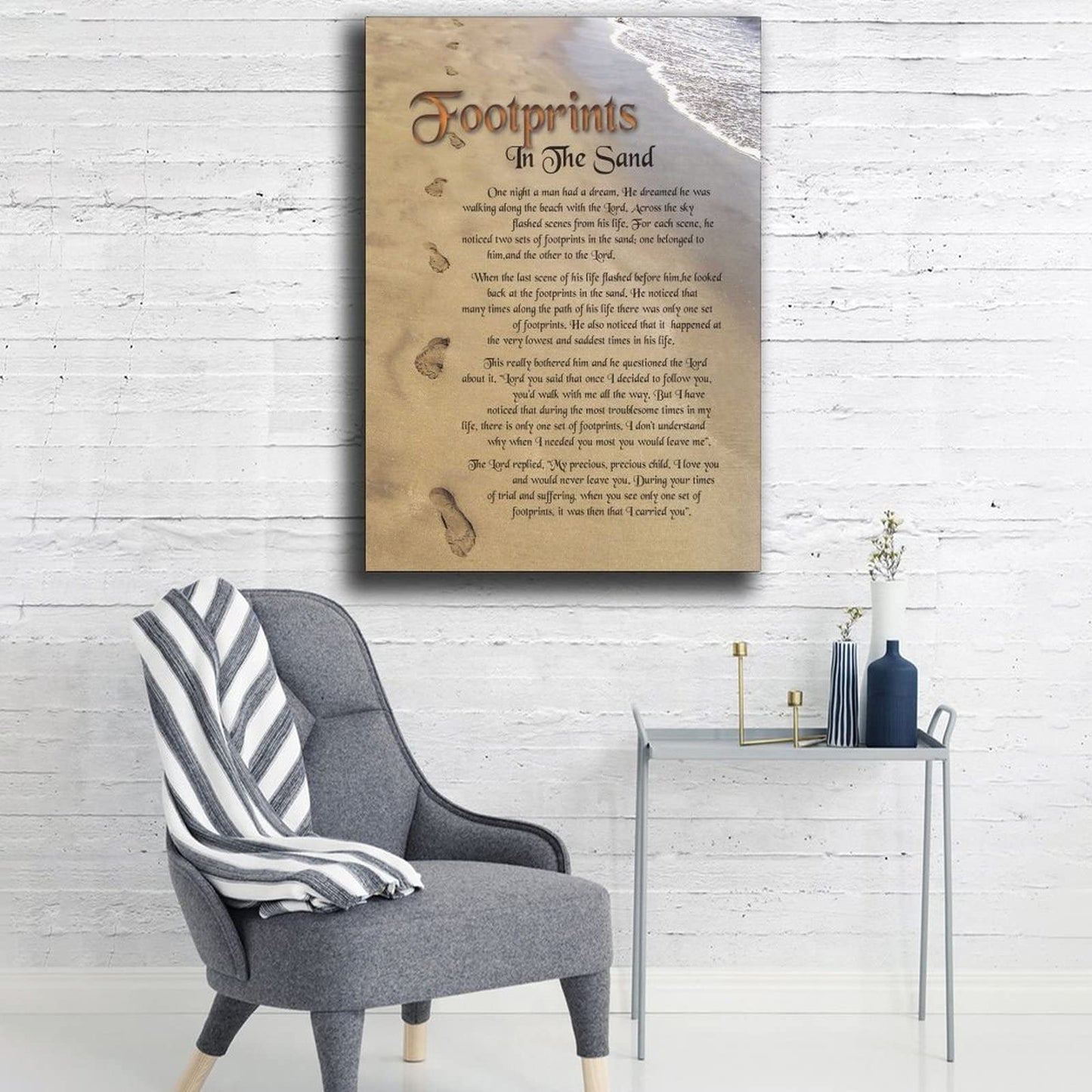 QFART Wall Art Canvas Footprints in The Sand Posters HD Canvas Print Posters Modern Home Decor Wall Art Canvas UnFramed,08x12inch(20x30cm)