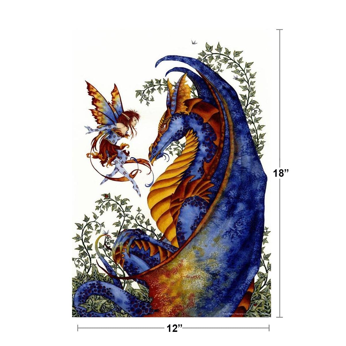 Curiosity Dragon And Fairy Elf by Amy Brown Fantasy Poster Colorful Dragon Nature Cool Wall Decor Art Print Poster 12x18