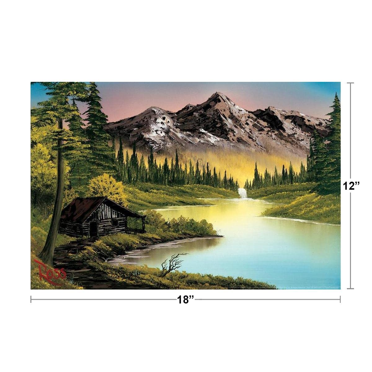 Bob Ross Mountain Retreat Art Print Bob Ross Poster Bob Ross Collection Bob Art Paintings Happy Accidents Bob Ross Print Decor Mountains Painting Cool Wall Decor Art Print Poster 12x18