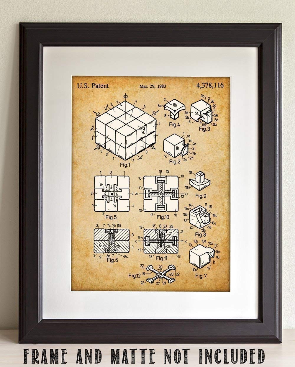 Rubik's Cube Patent Print - Vintage Puzzle Game Wall Art, Home Decor for Kid, Great Gift Idea for Gamer, Classic Bedroom Decor, 11x14 Unframed Poster Print