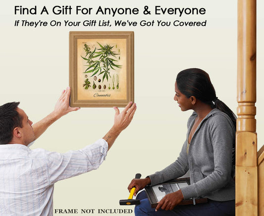 Vintage Cannabis Botanical Farmhouse Wall Art Poster Print: 8x10 Unframed Boho Flower Decoration Prints, Nature Pictures, Aesthetic Floral Posters for Bedroom, Bathroom, Kitchen & Office Decor